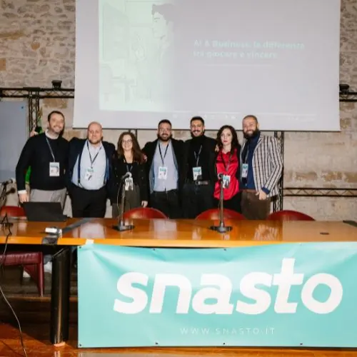 Foto di gruppo del team Snasto al Marketing Lab 2025